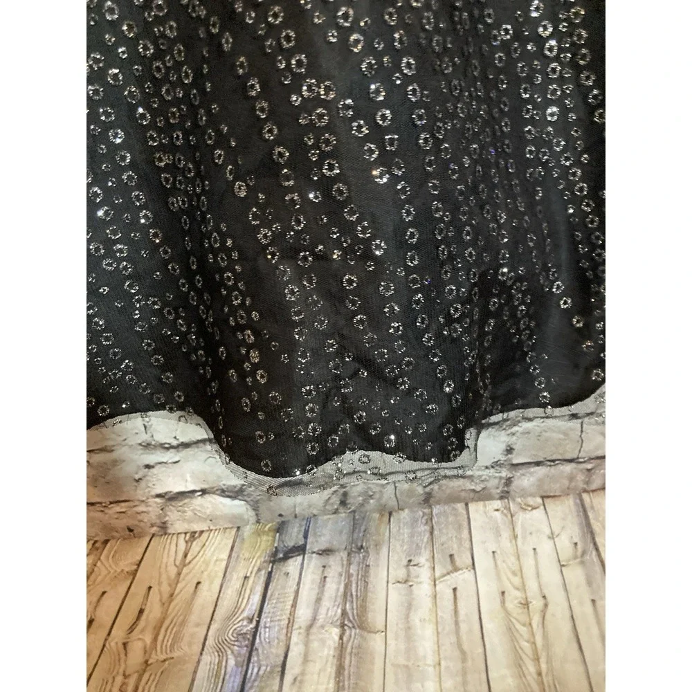 Vintage Y2K BCX Dress 9 Black‎ Glitter Embellished Fit Flare Cocktail Party Mesh